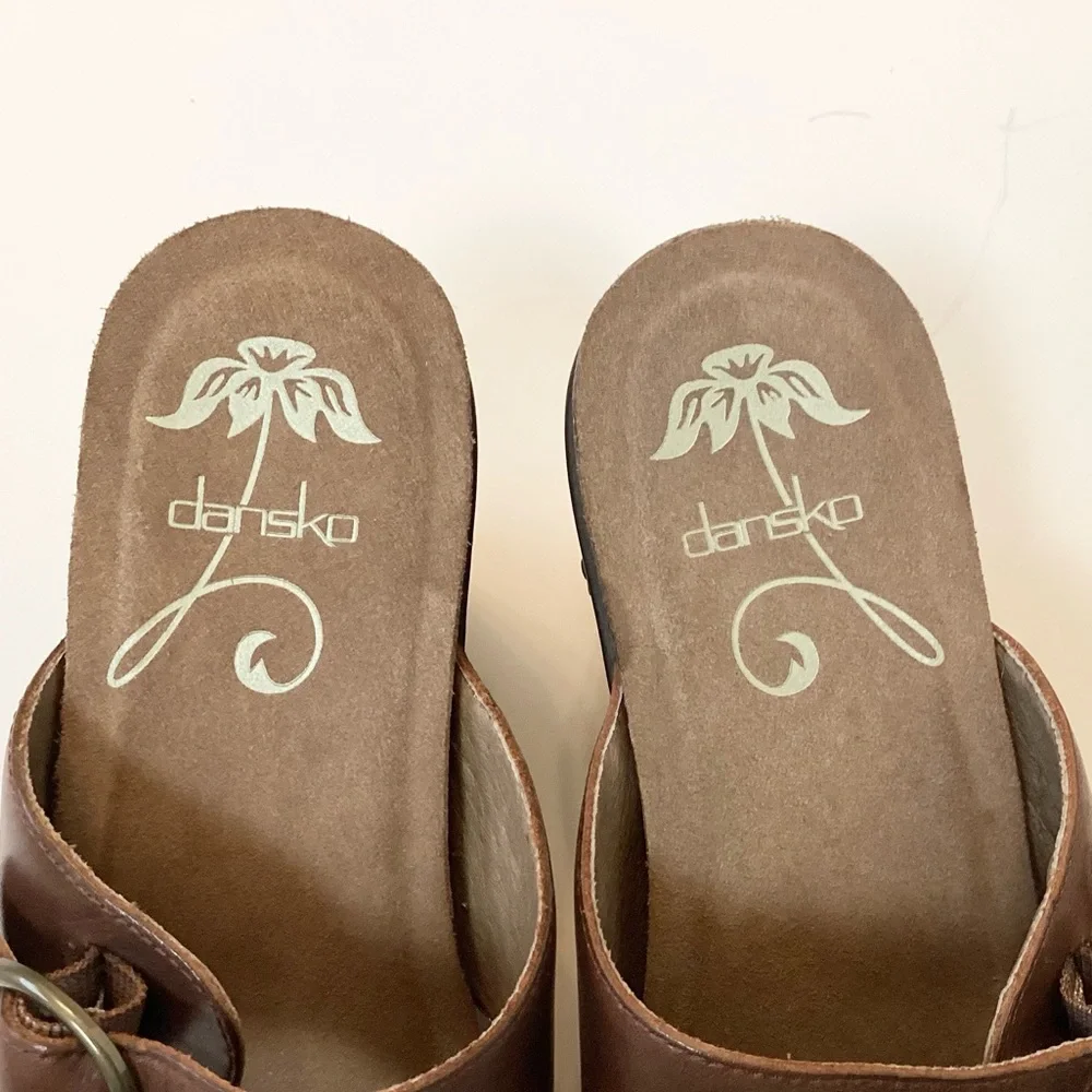 Dansko Leather Fern Wedge Comfort Sandals - Brown - 41 (10.5 - 11)